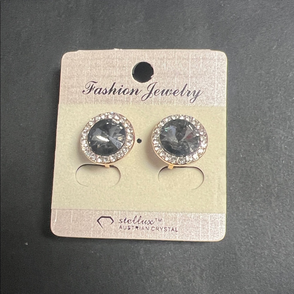 Elegant Black and Silver filled  Stud Earrings
